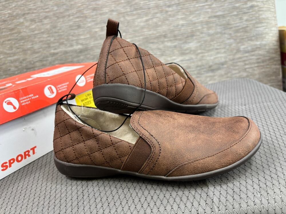 J Sport Lisa Casual Slip On Memory Foam Shoes Womens Size 6 Brown S5LSA34 NEW